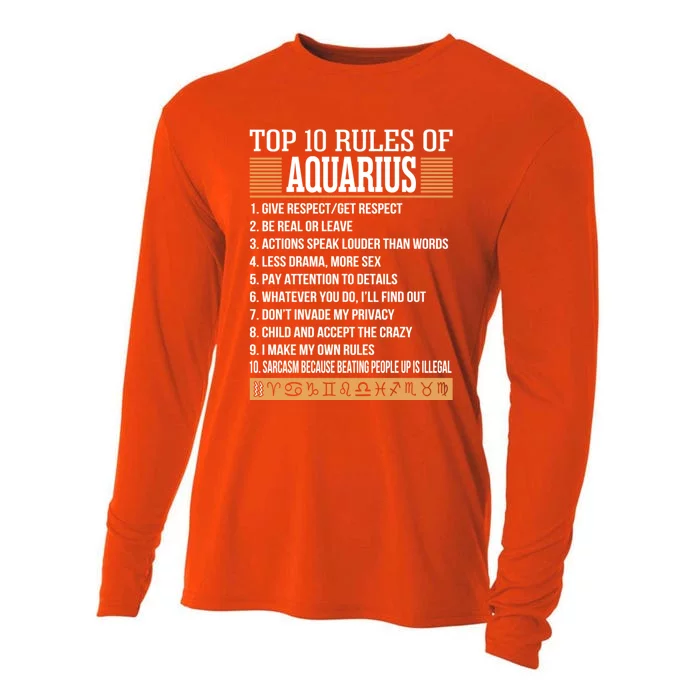 Top 10 Rules Of Aquarius Zodiac Give Respect Get Respect Gift Cooling Performance Long Sleeve Crew