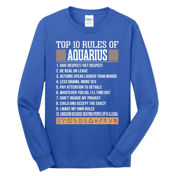 Top 10 Rules Of Aquarius Zodiac Give Respect Get Respect Gift Tall Long Sleeve T-Shirt