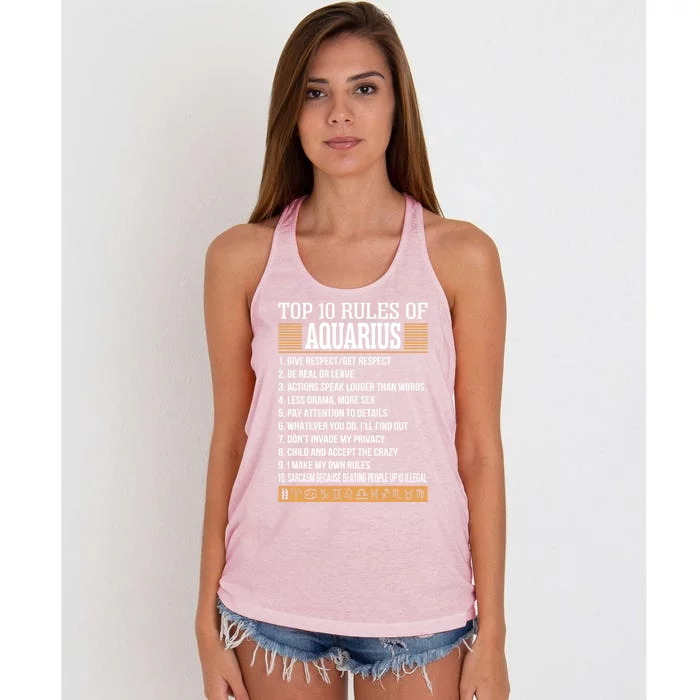 Top 10 Rules Of Aquarius Zodiac Give Respect Get Respect Gift Women's Knotted Racerback Tank