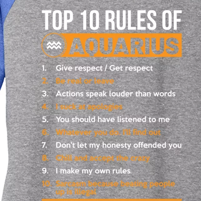 Top 10 Rules Of Aquarius Zodiac Horoscope Birthday Cool Gift Women's Tri-Blend 3/4-Sleeve Raglan Shirt