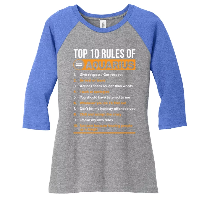 Top 10 Rules Of Aquarius Zodiac Horoscope Birthday Cool Gift Women's Tri-Blend 3/4-Sleeve Raglan Shirt