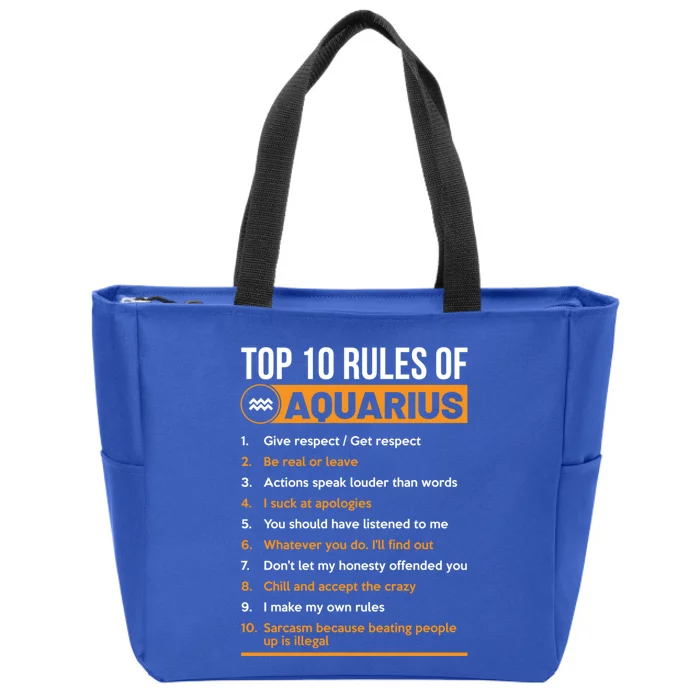 Top 10 Rules Of Aquarius Zodiac Horoscope Birthday Cool Gift Zip Tote Bag