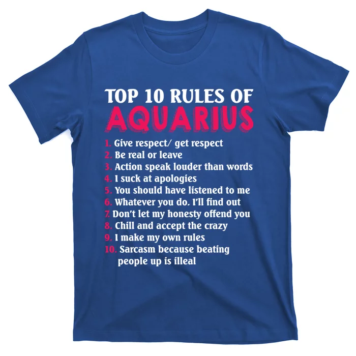 Top 10 Rules Of Aquarius Zodiac Sign Cool Gift T-Shirt