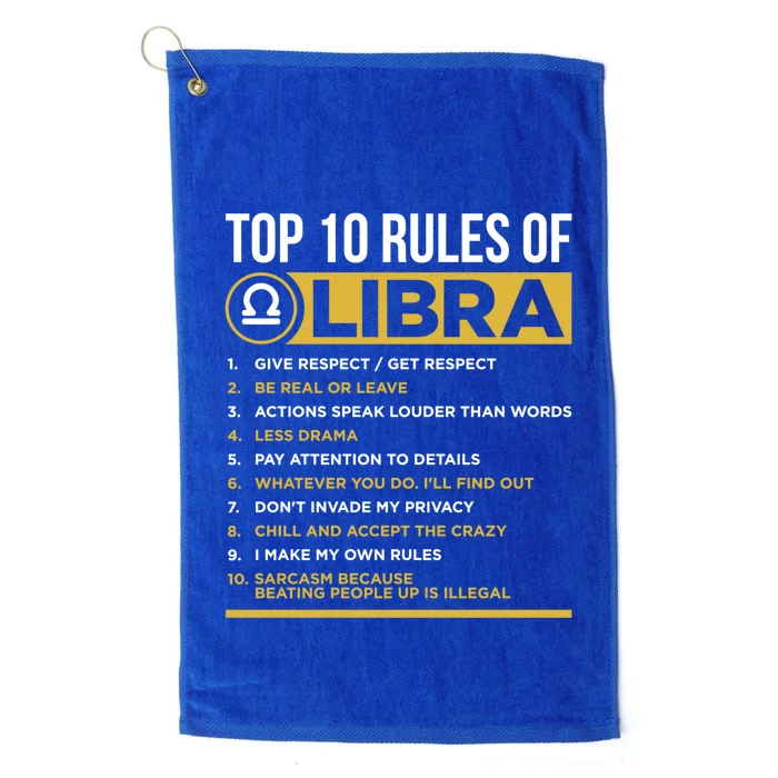 Top 10 Rules Of Libra Facts Traits Horoscope Zodiac Funny Gift Platinum Collection Golf Towel