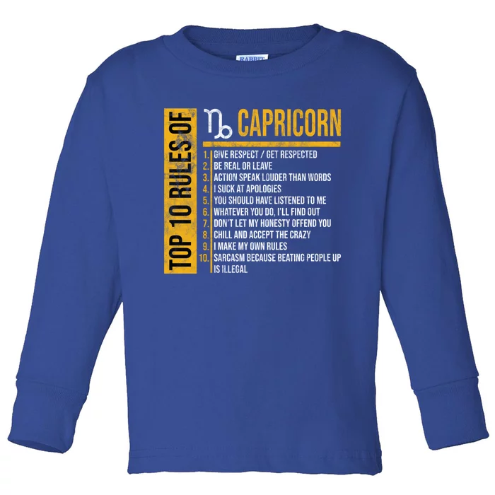 Top 10 Rules Of Capricorn Bday Celebrants Gift Toddler Long Sleeve Shirt