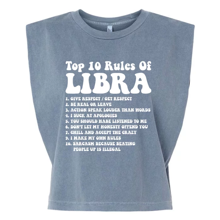 Top 10 Rules Of Libra Zodiac Funny Libra Tee Horoscope Gift Garment-Dyed Women's Muscle Tee