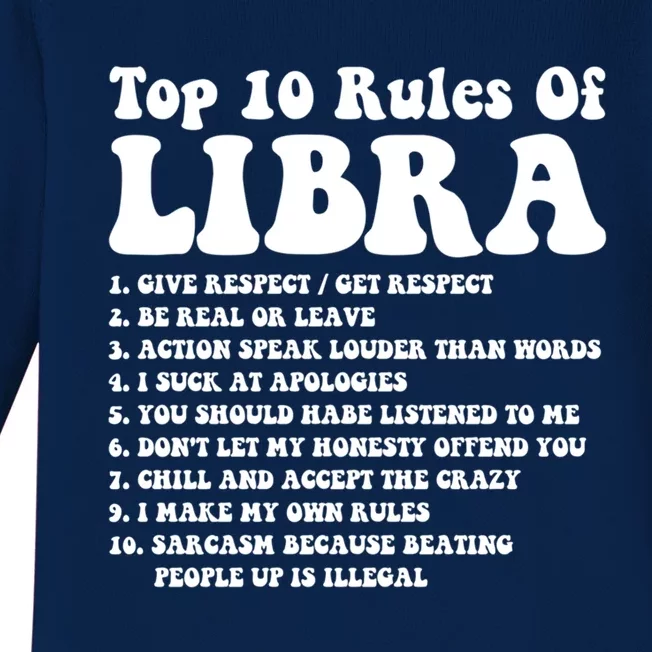 Top 10 Rules Of Libra Zodiac Funny Libra Tee Horoscope Gift Baby Long Sleeve Bodysuit