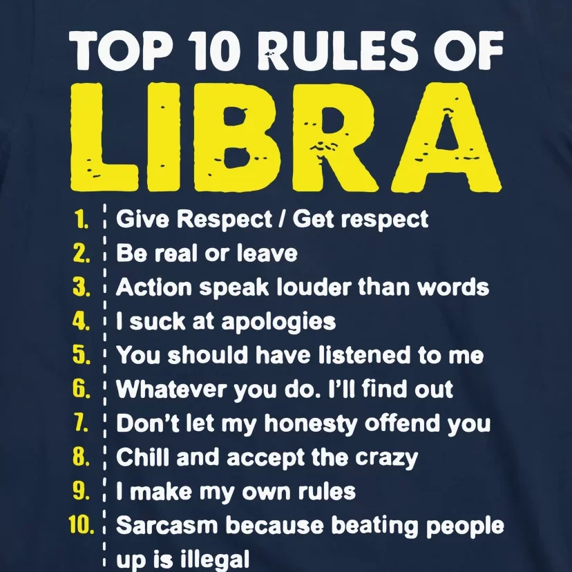 Top 10 Rules Libra Horoscope Birthday T-Shirt