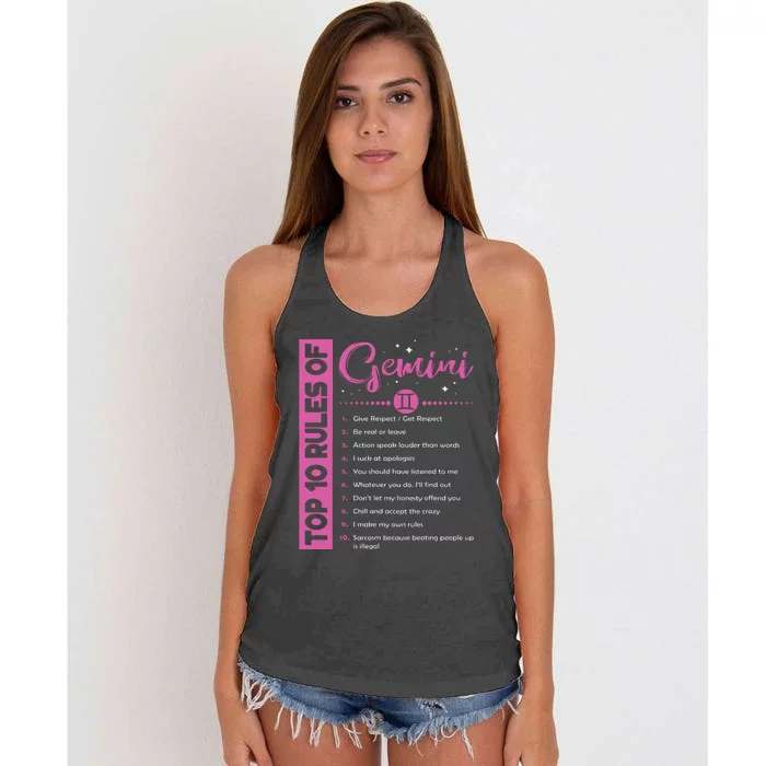 Top 10 Rules Of Gemini Birthday Women's Knotted Racerback Tank