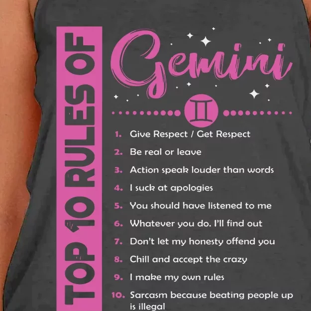 Top 10 Rules Of Gemini Birthday Women's Knotted Racerback Tank