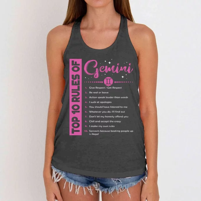 Top 10 Rules Of Gemini Birthday Women's Knotted Racerback Tank