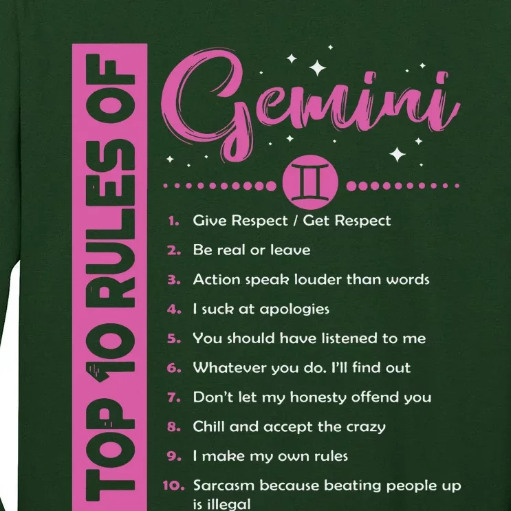 Top 10 Rules Of Gemini Birthday Tall Long Sleeve T-Shirt