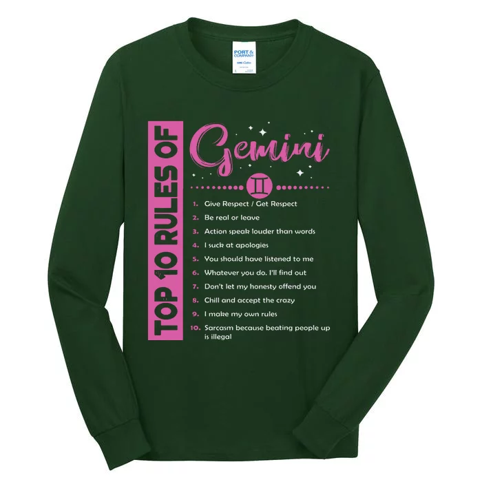 Top 10 Rules Of Gemini Birthday Tall Long Sleeve T-Shirt