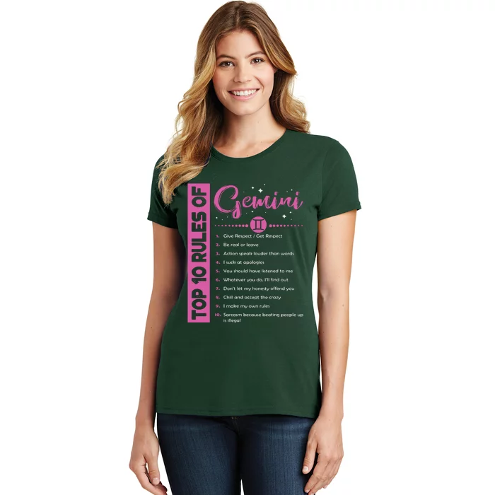 Top 10 Rules Of Gemini Birthday Women's T-Shirt