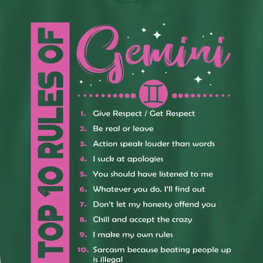 Top 10 Rules Of Gemini Birthday Kids Sweatshirt