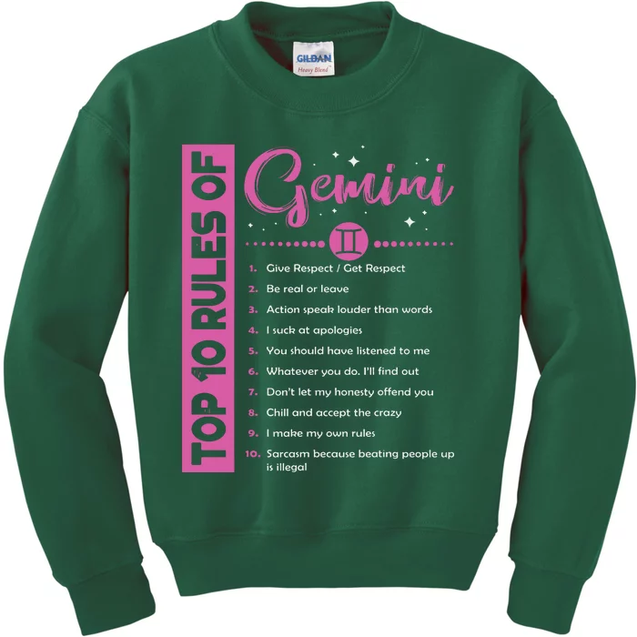 Top 10 Rules Of Gemini Birthday Kids Sweatshirt