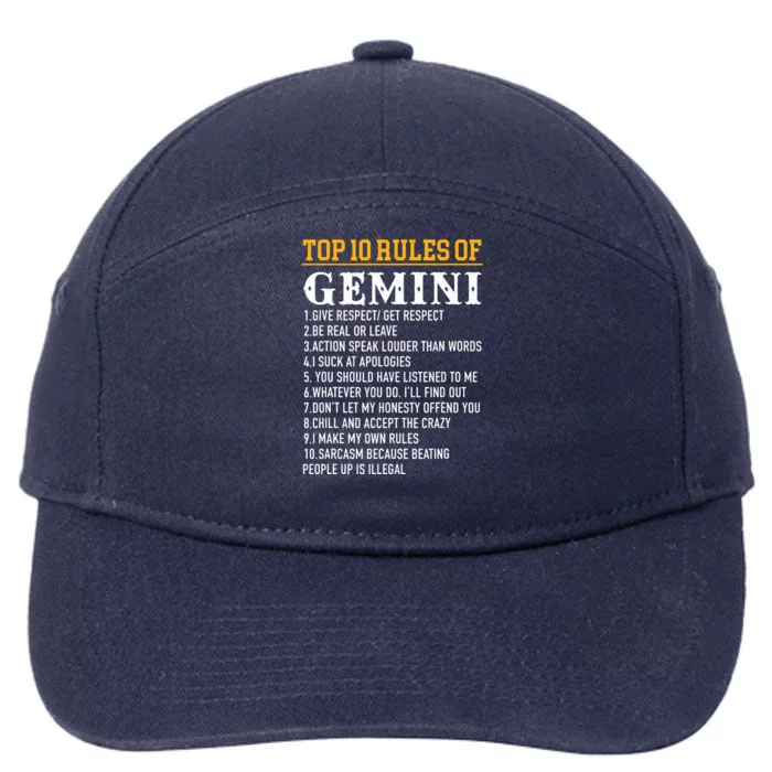 Top 10 Rules Of Gemini May 21 June 21 7-Panel Snapback Hat