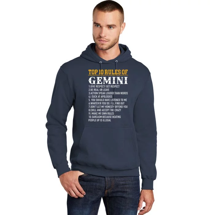 Top 10 Rules Of Gemini May 21 June 21 Tall Hoodie