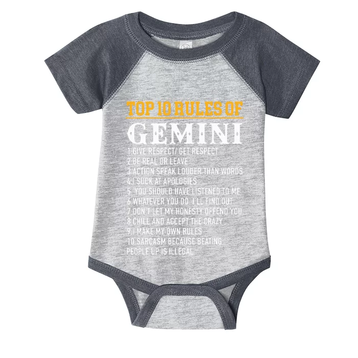 Top 10 Rules Of Gemini May 21 June 21 Infant Baby Jersey Bodysuit