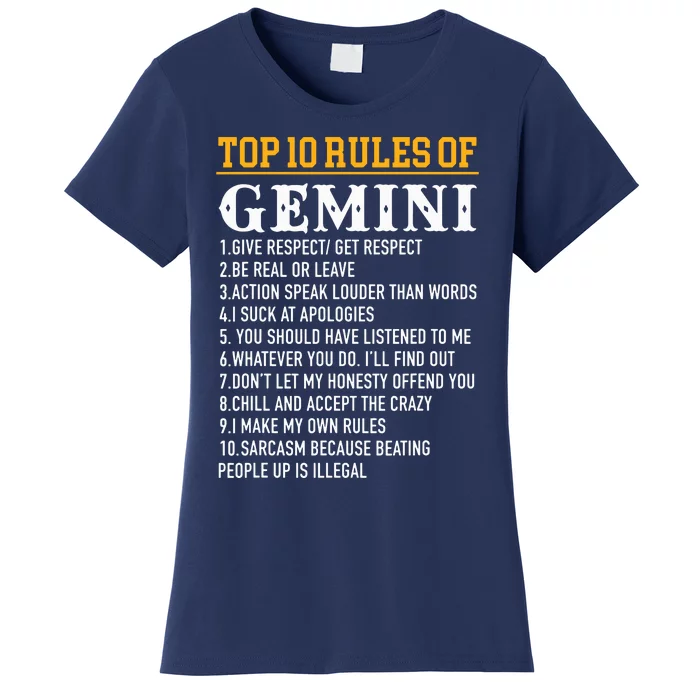 Top 10 Rules Of Gemini May 21 June 21 Women's T-Shirt