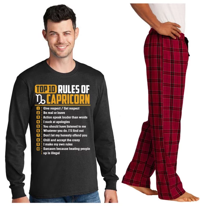 Top 10 Rules Of Capricorn Give Respect Get Respect Birthday Gift Long Sleeve Pajama Set