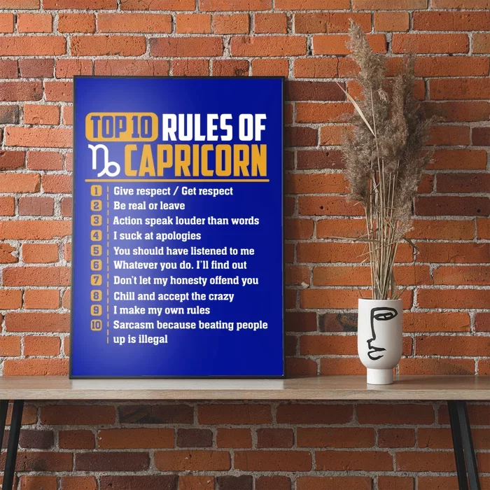 Top 10 Rules Of Capricorn Give Respect Get Respect Birthday Gift Poster