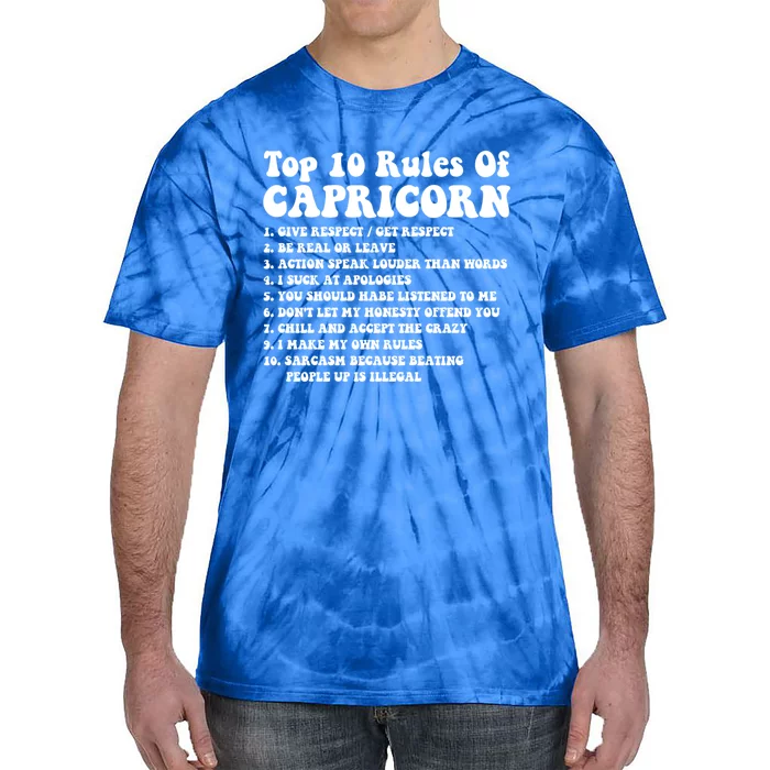 Top 10 Rules Of Capricorn Zodiac Funny Capricorn Horoscope Gift Tie-Dye T-Shirt