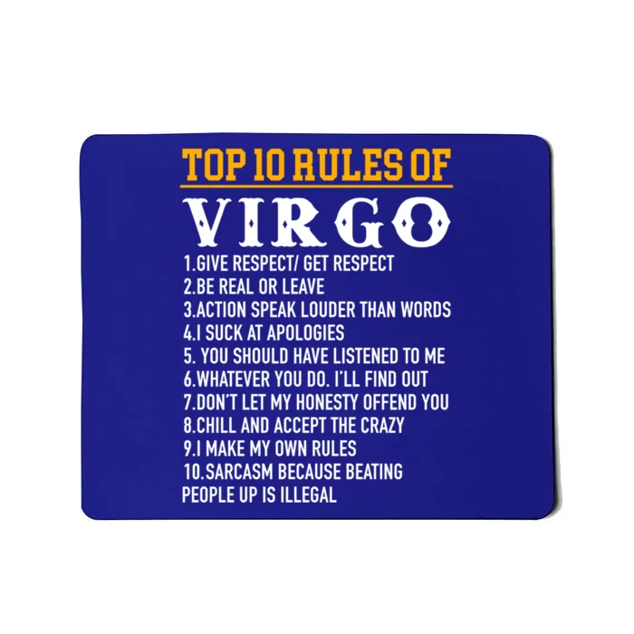 Top 10 Rules Of Virgo August 23 September 22 Birthday Great Gift Mousepad