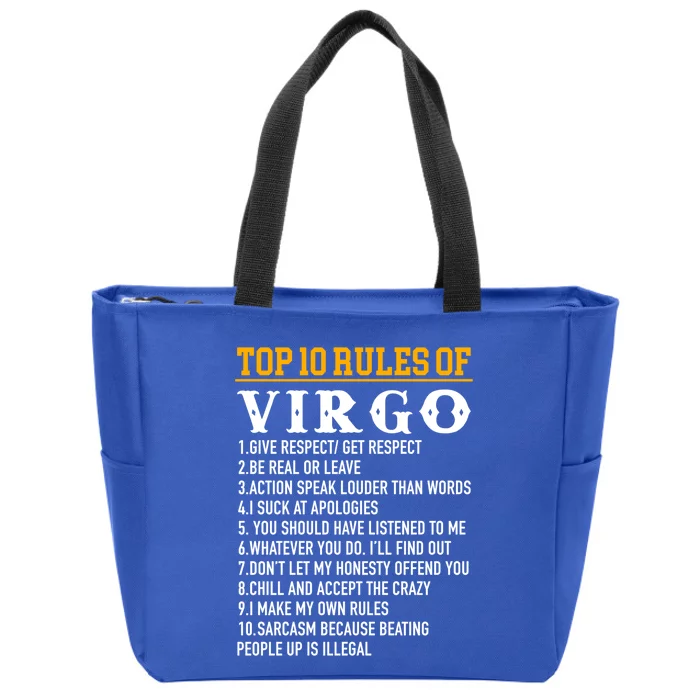 Top 10 Rules Of Virgo August 23 September 22 Birthday Great Gift Zip Tote Bag