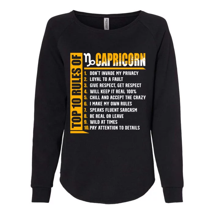 Top 10 Rules Of Capricorn Zodiac Sign Funny Gift Womens California Wash Sweatshirt