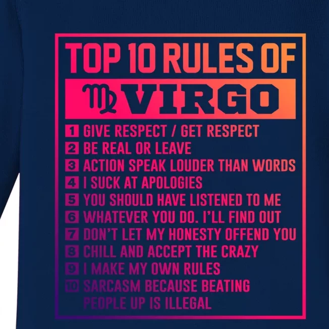 Top 10 Rules Of Virgo Birthday Horoscope Gift Baby Long Sleeve Bodysuit