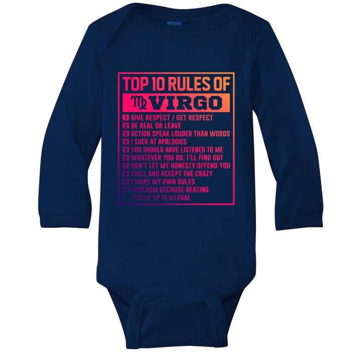 Top 10 Rules Of Virgo Birthday Horoscope Gift Baby Long Sleeve Bodysuit