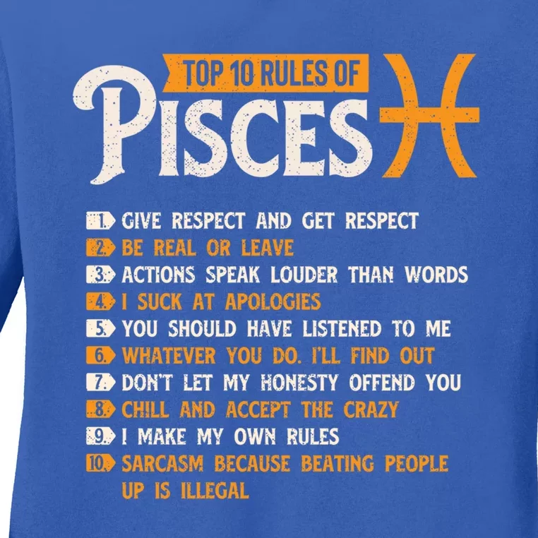 Top 10 Rules Of Pisces Horoscope Zodiac Sign Astrology Gift Ladies Long Sleeve Shirt