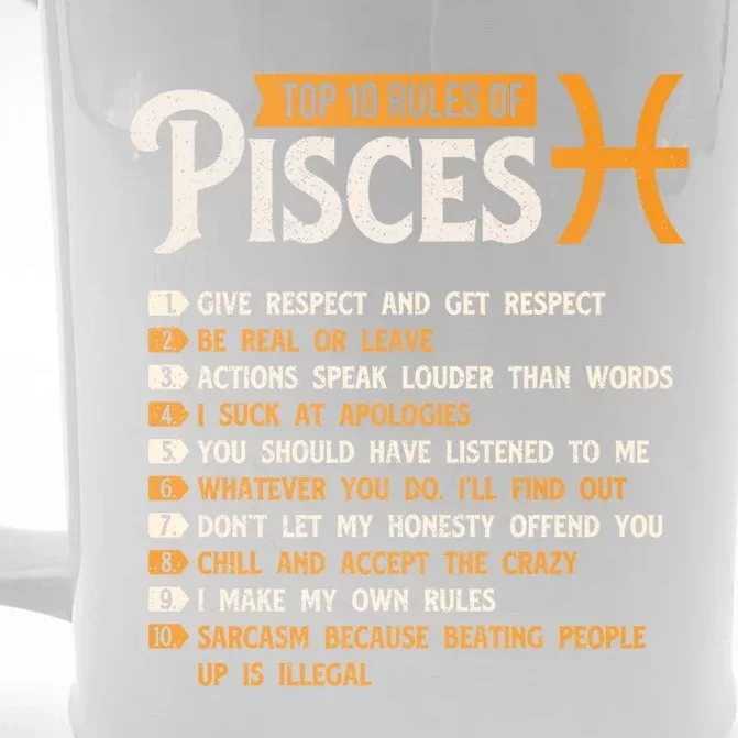 Top 10 Rules Of Pisces Horoscope Zodiac Sign Astrology Gift Front & Back Beer Stein