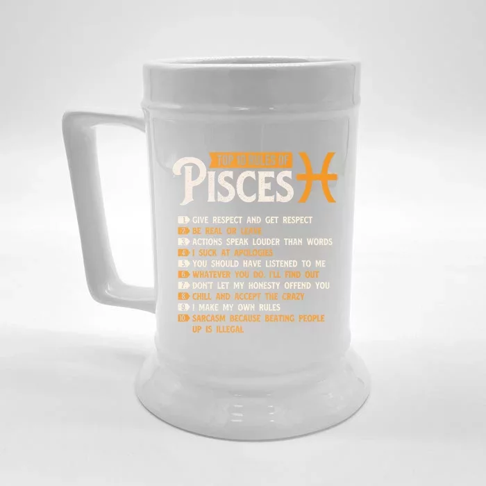 Top 10 Rules Of Pisces Horoscope Zodiac Sign Astrology Gift Front & Back Beer Stein