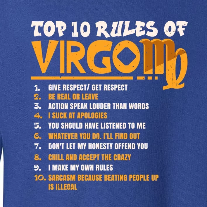 Top 10 Rules Of Virgo Zodiac Birthday Funny Gift Toddler Sweatshirt