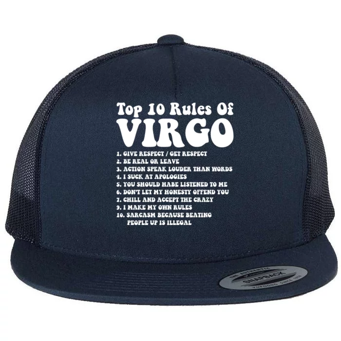 Top 10 Rules Of Virgo Zodiac Cute Funny Virgo Tee Horoscope Gift Flat Bill Trucker Hat