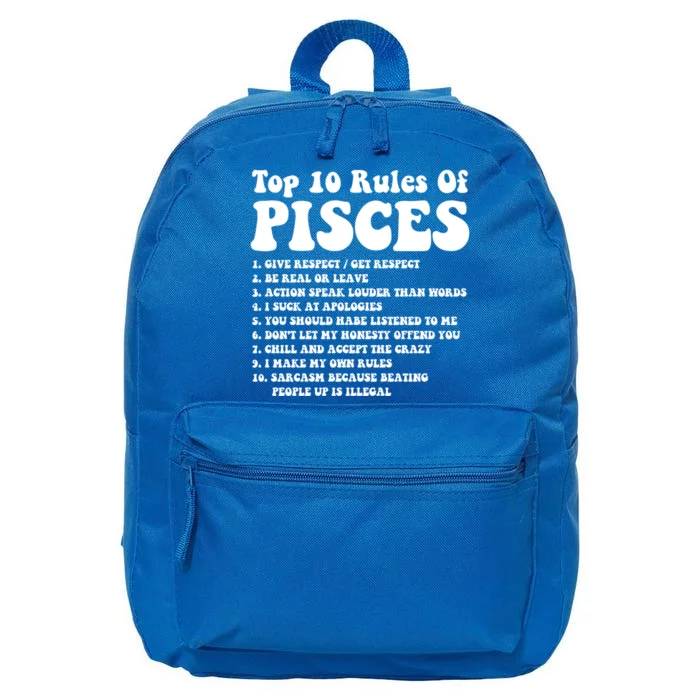 Top 10 Rules Of Pisces Funny Pisces Tee Horoscope Meaningful Gift 16 in Basic Backpack