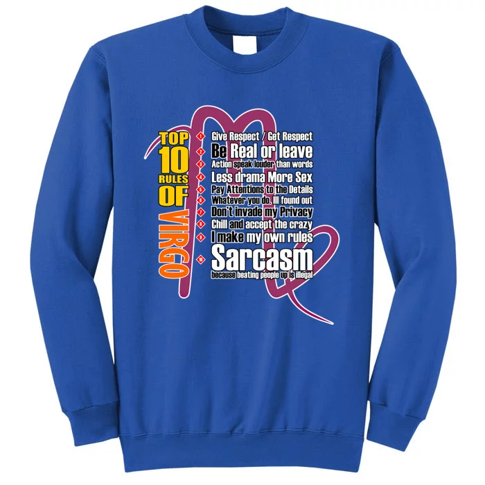 Top 10 Rules Of Virgo Zodiac Funny Horoscope Birthday Gift Cute Gift Tall Sweatshirt