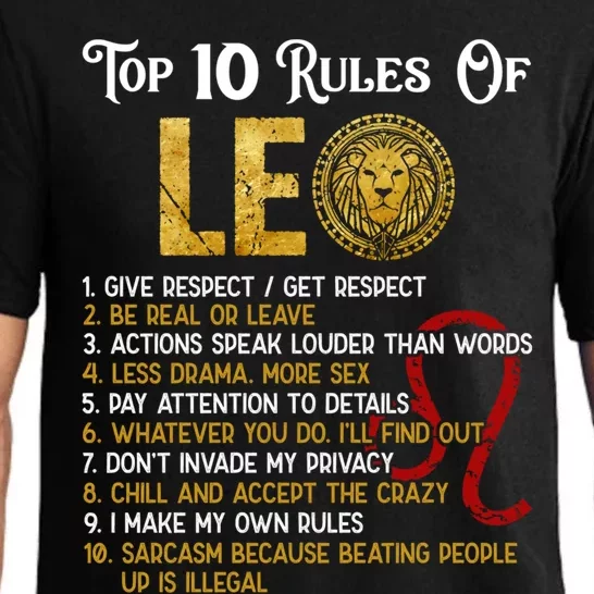 Top 10 Rules Leo Funny Zodiac Sign Traits Horoscope Cool Gift Pajama Set