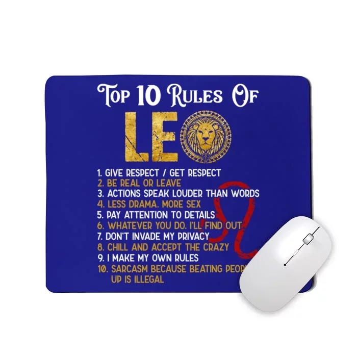 Top 10 Rules Leo Funny Zodiac Sign Traits Horoscope Cool Gift Mousepad