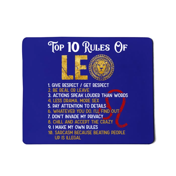 Top 10 Rules Leo Funny Zodiac Sign Traits Horoscope Cool Gift Mousepad