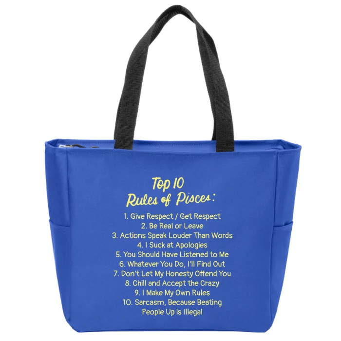 Top 10 Rules Of Pisces Horoscope Zodiac Astrology Gift Zip Tote Bag