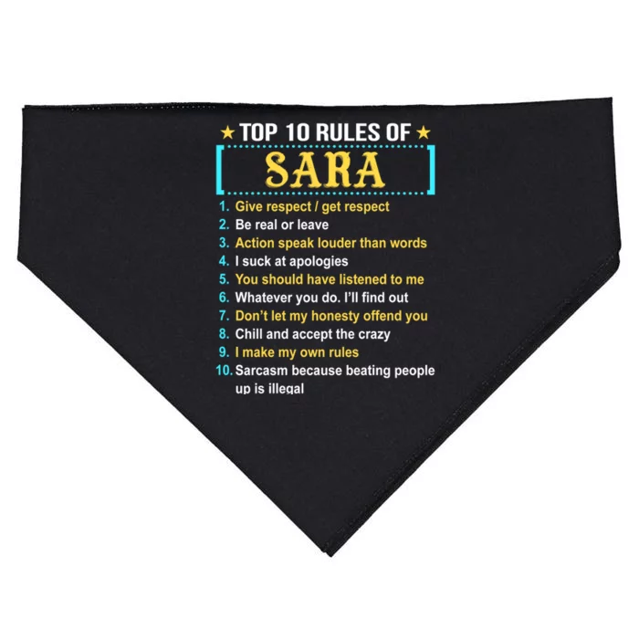 Top 10 Rules Of Sara Sara First Name Funny Gift USA-Made Doggie Bandana