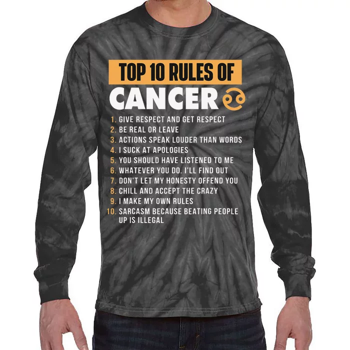 Top 10 Rules Of Cancer Horoscope Astrology Zodiac Sign Tie-Dye Long Sleeve Shirt