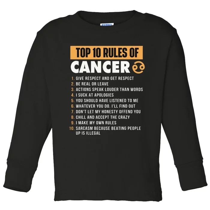 Top 10 Rules Of Cancer Horoscope Astrology Zodiac Sign Toddler Long Sleeve Shirt