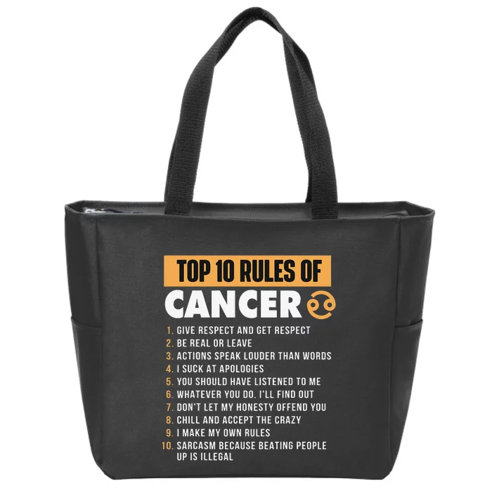 Top 10 Rules Of Cancer Horoscope Astrology Zodiac Sign Zip Tote Bag