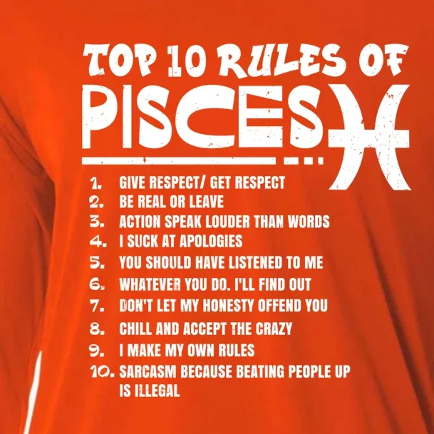 Top 10 Rules Of Pisces Zodiac Birthday Funny Gift Cooling Performance Long Sleeve Crew