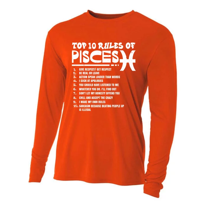 Top 10 Rules Of Pisces Zodiac Birthday Funny Gift Cooling Performance Long Sleeve Crew