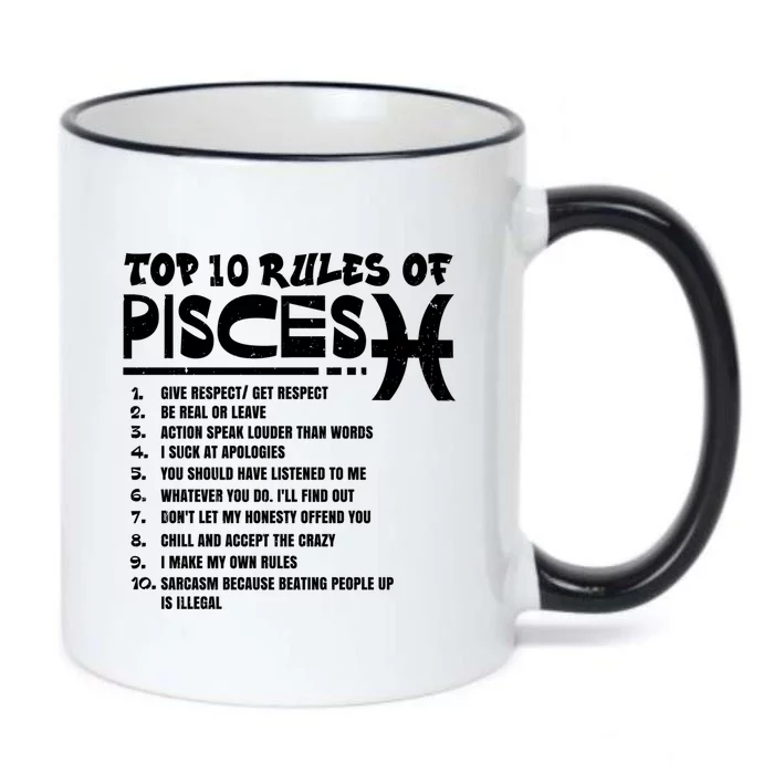 Top 10 Rules Of Pisces Zodiac Birthday Funny Gift Black Color Changing Mug